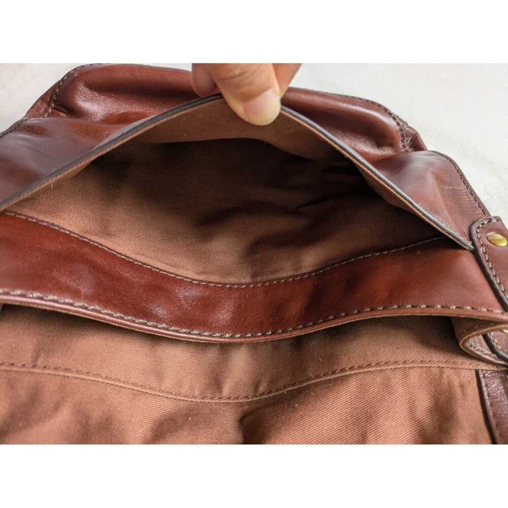 Fossil Brown Leather Saddle Crossbody Messenger Flap Bag